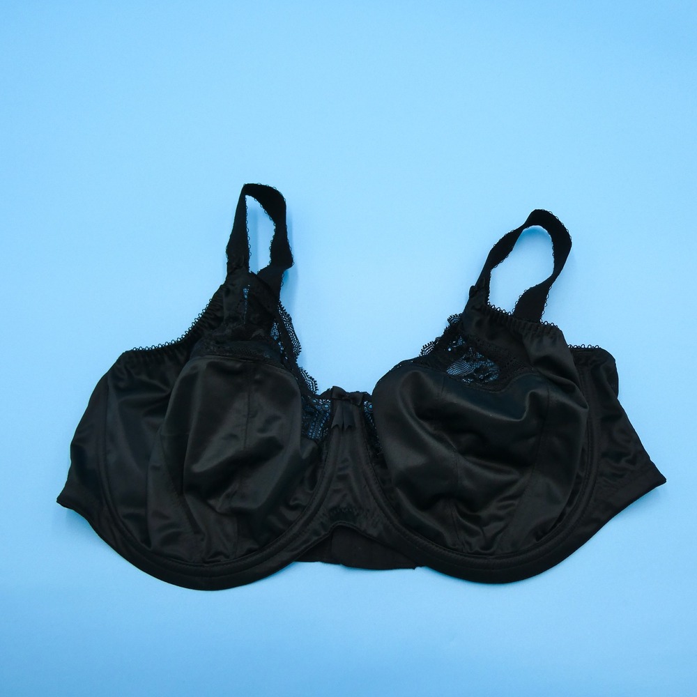 Elomi Cate Bra‎ Womens 40H Black Full Coverage Underwire Lace EL4111 Polyester
